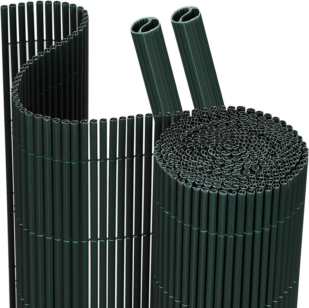 PVC Sichtschutzmatte Balkon Grün – Rundrohr mit Verstärkungsstreifen, Balkon Sichtschutz ohne Bohren, Windschutz & Sichtschutz für Gartenzaun, Terrasse & Geländer