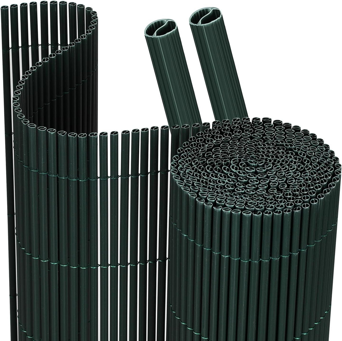 PVC Sichtschutzmatte Balkon Grün – Rundrohr mit Verstärkungsstreifen, Balkon Sichtschutz ohne Bohren, Windschutz & Sichtschutz für Gartenzaun, Terrasse & Geländer