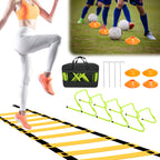 Speed & Agility Training Set Koordinationsleiter, Trainingsset Enthält 1 Agility Leiter, 6 verstellbare Hürden, 12 Hütchen, Aufbewahrungstasche, Trainingsgerät für alle Sportarten