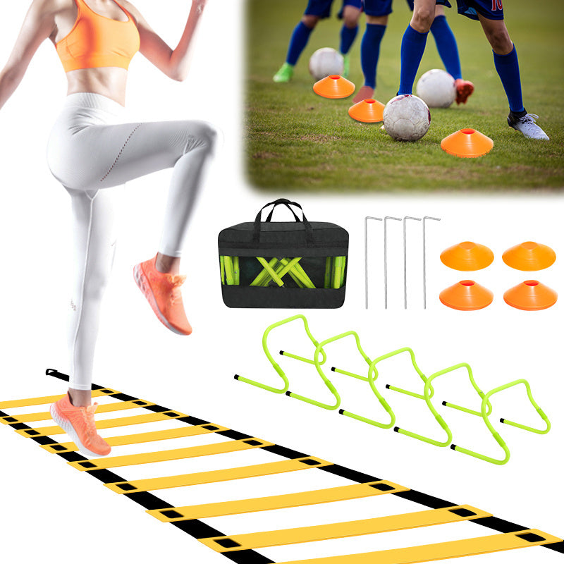 Speed & Agility Training Set Koordinationsleiter, Trainingsset Enthält 1 Agility Leiter, 6 verstellbare Hürden, 12 Hütchen, Aufbewahrungstasche, Trainingsgerät für alle Sportarten