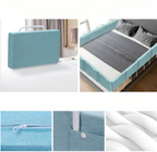 Bettgitter, 50/60 cm, Absturzsicherung, Sicherheitsgitter für Kinderbetten, in 5 Stufen höhenverstellbares Bett, Absturzsicherung, Bettgitter für Kinderbetten, Babybett und Familienbett (Leinen-Grau/Grün), optional