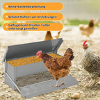 50 x 20 x 19 cm großer automatischer Futterautomat mit automatischem Fußschalter und wasserdichter Abdeckung, Futtertrog aus verzinktem Stahl für Geflügel, 5-kg-Futterautomat (mit Rattenschutz), nur Futterautomat / Futterautomat + mit Edelstahlschaufel