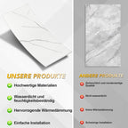 4er-Set Wandpaneele in Marmoroptik, PVC-Wandverkleidung, 120 x 60 cm, zur Selbstmontage, wasserfeste 3D-Dekorplatten für Küche und Bad, grau/weiß/weiß-gold/schwarz-weiß
