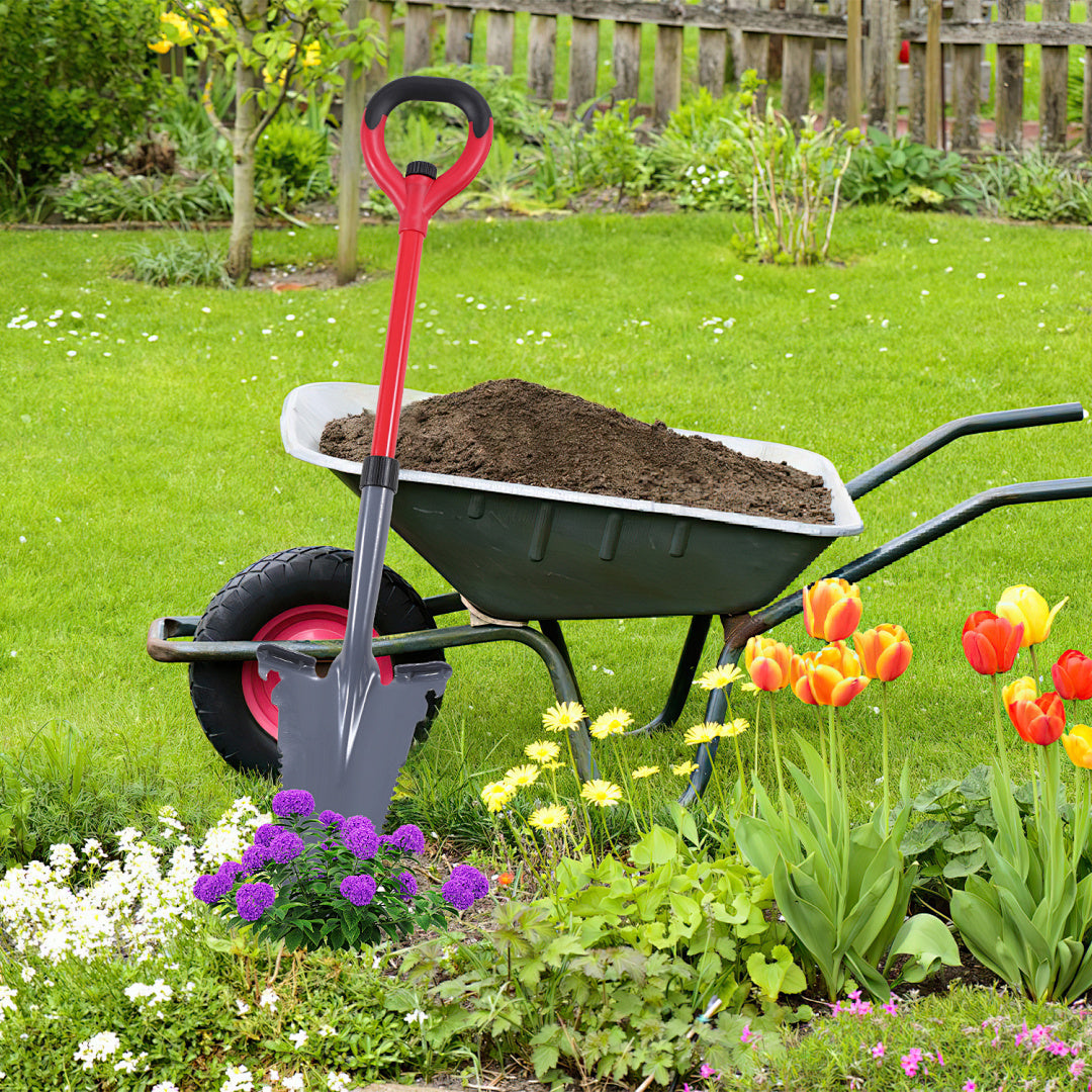 114 cm lange Gartenschaufel, vielseitig einsetzbare Gartenschaufel, V-förmige Wurzelschaufel mit gezahnter Klinge, geeignet für harten, steinigen Boden; diese Wurzelschaufel verfügt über eine breite Trittkante und einen ergonomischen Griff