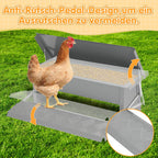 50 x 20 x 19 cm großer automatischer Futterautomat mit automatischem Fußschalter und wasserdichter Abdeckung, Futtertrog aus verzinktem Stahl für Geflügel, 5-kg-Futterautomat (mit Rattenschutz), nur Futterautomat / Futterautomat + mit Edelstahlschaufel