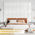 4er-Set Wandpaneele in Marmoroptik, PVC-Wandverkleidung, 120 x 60 cm, zur Selbstmontage, wasserfeste 3D-Dekorplatten für Küche und Bad, grau/weiß/weiß-gold/schwarz-weiß