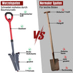114 cm lange Gartenschaufel, vielseitig einsetzbare Gartenschaufel, V-förmige Wurzelschaufel mit gezahnter Klinge, geeignet für harten, steinigen Boden; diese Wurzelschaufel verfügt über eine breite Trittkante und einen ergonomischen Griff