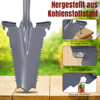 114 cm lange Gartenschaufel, vielseitig einsetzbare Gartenschaufel, V-förmige Wurzelschaufel mit gezahnter Klinge, geeignet für harten, steinigen Boden; diese Wurzelschaufel verfügt über eine breite Trittkante und einen ergonomischen Griff