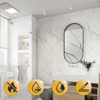 4er-Set Wandpaneele in Marmoroptik, PVC-Wandverkleidung, 120 x 60 cm, zur Selbstmontage, wasserfeste 3D-Dekorplatten für Küche und Bad, grau/weiß/weiß-gold/schwarz-weiß