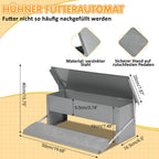 50 x 20 x 19 cm großer automatischer Futterautomat mit automatischem Fußschalter und wasserdichter Abdeckung, Futtertrog aus verzinktem Stahl für Geflügel, 5-kg-Futterautomat (mit Rattenschutz), nur Futterautomat / Futterautomat + mit Edelstahlschaufel
