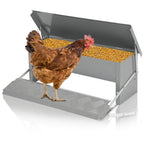 50 x 20 x 19 cm großer automatischer Futterautomat mit automatischem Fußschalter und wasserdichter Abdeckung, Futtertrog aus verzinktem Stahl für Geflügel, 5-kg-Futterautomat (mit Rattenschutz), nur Futterautomat / Futterautomat + mit Edelstahlschaufel