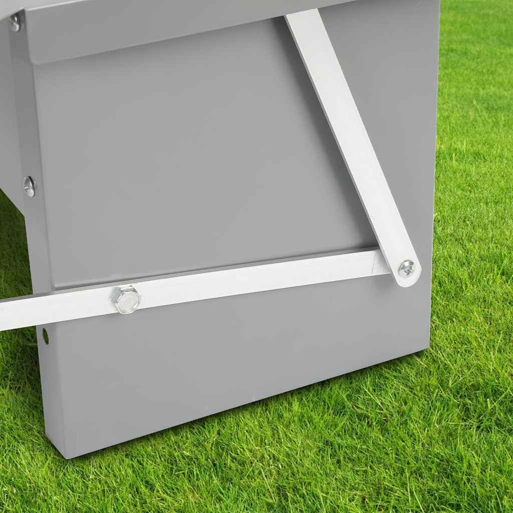 50 x 20 x 19 cm großer automatischer Futterautomat mit automatischem Fußschalter und wasserdichter Abdeckung, Futtertrog aus verzinktem Stahl für Geflügel, 5-kg-Futterautomat (mit Rattenschutz), nur Futterautomat / Futterautomat + mit Edelstahlschaufel