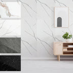 4er-Set Wandpaneele in Marmoroptik, PVC-Wandverkleidung, 120 x 60 cm, zur Selbstmontage, wasserfeste 3D-Dekorplatten für Küche und Bad, grau/weiß/weiß-gold/schwarz-weiß