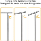 Handlauf Edelstahl 80/100/120/150/160/180 cm, Treppengeländer mit 3 Querstreben | Rostfrei, Wetterfest, Gebürstet, Winkelverstellbar für Innen & Außen und für Treppen, Balkon & Eingang（副本）