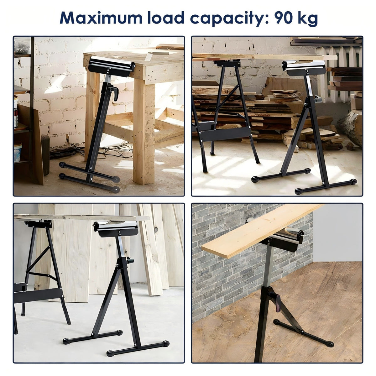 Rollenständer, höhenverstellbarer Rollenständer (68–108 cm), klappbarer Rollenständer, Achsenhalterung, klappbarer Ständer mit rutschfesten Fußpolstern, Tragkraft bis zu 90 kg