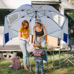 2-in-1-Aluminium-Auslegersonnenschirm – Sonnenschutz, UV-Schutz 50, 210 x 220 cm – Strand-/Garten-Sonnendach – zusammenklappbar, multifunktional, mit Fenster und Tragetasche