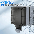 IP65 Wasserdichte Außensteckdose Outdoor mit Schalter, Schutzkontakt, 16A 250V, 1-Fach, Aufputz für Garten & Feuchtraum