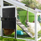 Automatisches Solartor für Hühnerställe mit LCD-Display und Fernbedienung | Elektrisches Hühnerstalltore mit Zeitschaltuhr, Hindernis-Stopp-Alarm, USB-C-Anschluss und Schutzklasse IPX4, geeignet für Hühnerställe, mit Einklemmschutz