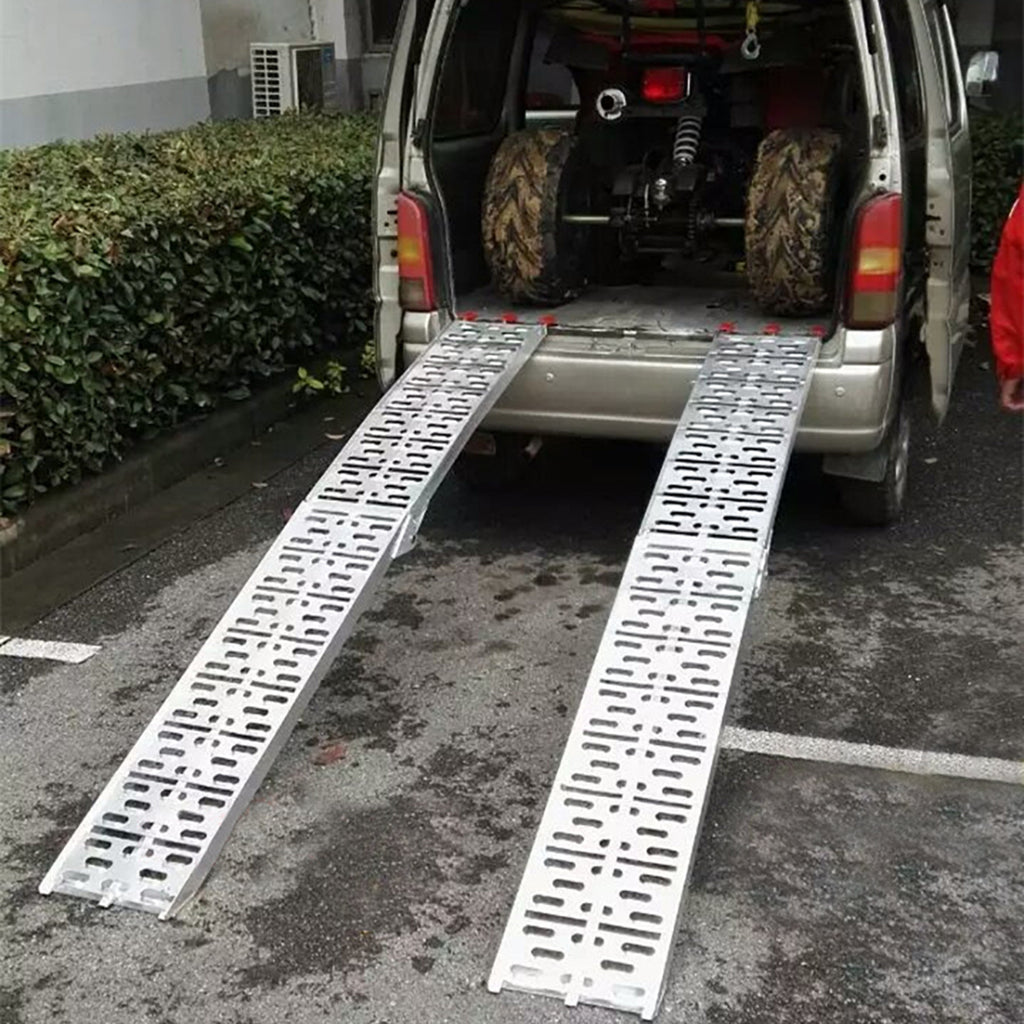 1/2x Laderampe, klappbare Laderampe für bis zu 680 kg, rutschfeste Laderampen, Aluminium-Zugangsrampe, für Autos, Anhänger, Motorräder, Fahrräder, Quads, PKWs