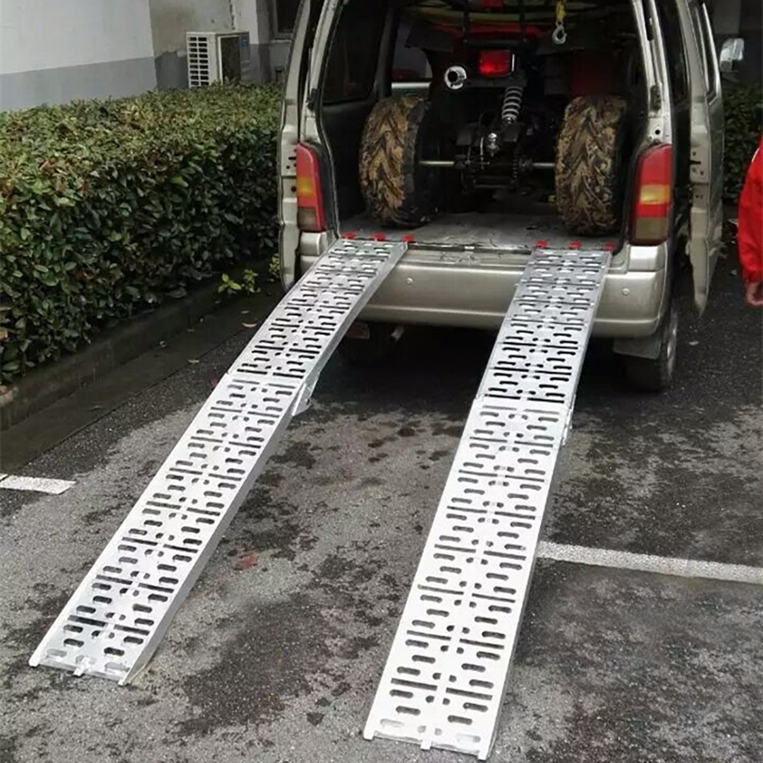 1/2x Laderampe, klappbare Laderampe für bis zu 680 kg, rutschfeste Laderampen, Aluminium-Zugangsrampe, für Autos, Anhänger, Motorräder, Fahrräder, Quads, PKWs