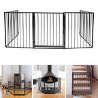Kamin-Sicherheitstür 304 cm, Kindersicherheitstür, Kamin-Sicherheitstür, Metall-Kindersicherheitstür, Babysicherheitstür, Kindersicherheitstür (5er-Set, je 60 x 76 cm), schwarz