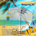 Strand-Sonnenschirm 2-in-1 – Kombinierter Schirm für Strand und Garten, geeignet für 2–4 Personen, UV50+ Sonnenschutz, multifunktionaler Sonnenschirm, Durchmesser 210 x 220 cm, mit Sichtfenster und Tragetasche, zusammenklappbar