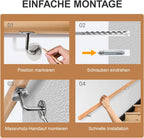 Treppengeländer, Wandgeländer mit Wandbefestigungen und Endkappen, Durchmesser 42 mm, wandmontiertes Treppengeländer, rutschfestes Geländer für Treppen und Balkone, erhältlich in den Längen 50, 80, 100, 120, 150 und 200 cm.