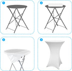 Stehtischhusse Stretch, 1/2/4/5 er-Set Stehtische Husse elastische, Tischdecke für Bistrotische, Tisch Husse Hochzeit Feier, Tischdecke-Weiß