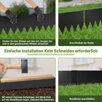 Rasenkante Metall, 100x20cm Rasenkanten mit Scharfen Sägezähnen, Flexible Beeteinfassung mit Clips und Handschuhe, Schwarz / Silber / Bronze
