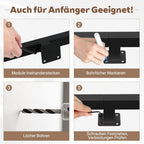 Handlauf Treppengeländer Geländer Schwarz Wandhandlauf Wand Treppe, Quadratisches Rohrdesign, Treppengeländer Innen und Außen für Treppen, Brüstung, Balkon