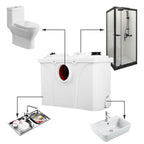 Hebeanlage Schmutzwasserpumpe, 700W Fäkalienpumpe 190L/min Kleinhebeanlage, 4 in 1 Schmutzwasser Abwasser Fäkalien Pumpe für WC Waschmaschine Waschbecken,Sehr Leise