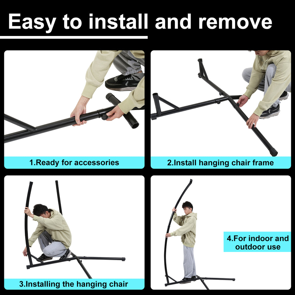Hängesessel Gestell Hängemattengestell aus Metall Hängesessel-Ständer 150kg für Hängesessel im Innenbereich, Schlafzimmer, Garten (L x W x H)120 x 120 x 210cm