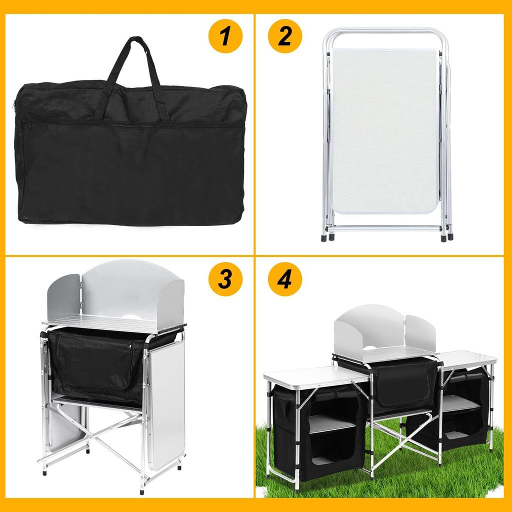 Campingküche Campingschrank Klappbar, Zeltschrank, Küchenbox, Outdoor Camping Küche, Küchenschrank, Reiseküche für Camping, Picknick, Gartenparty