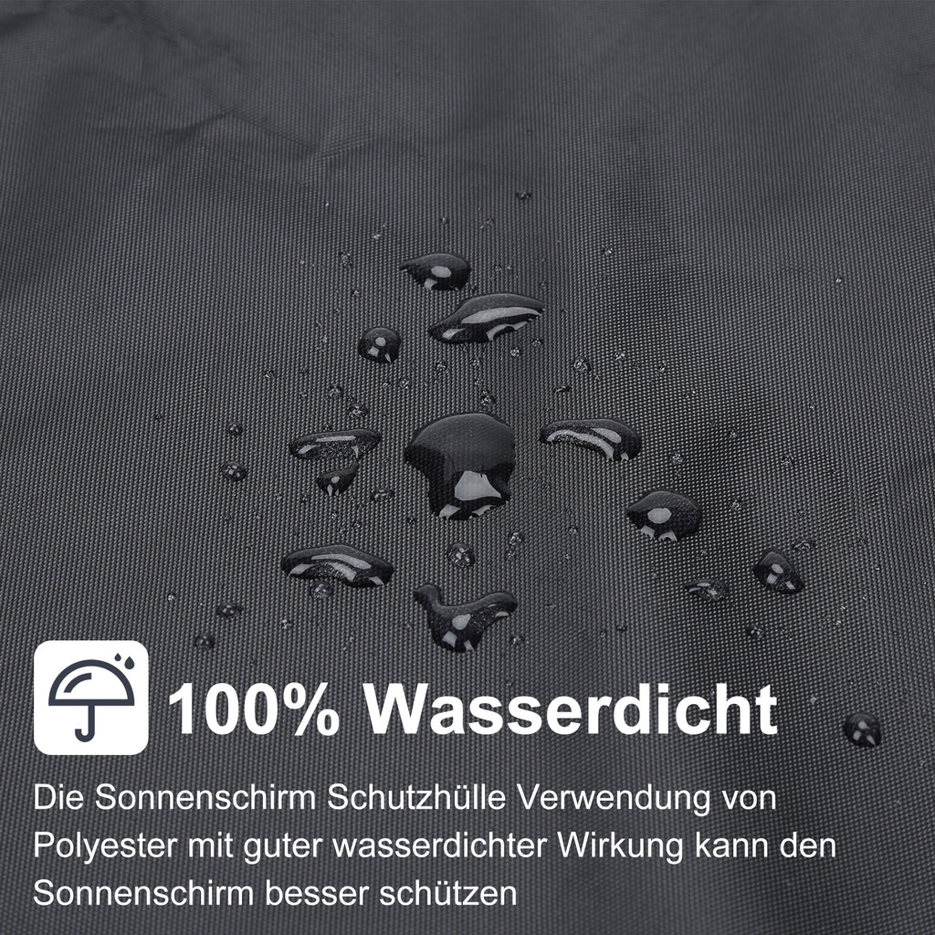 Sonnenschirmhülle für 3m 3.5m wetterfest UV-Schutz mit Stab und Reißverschluss