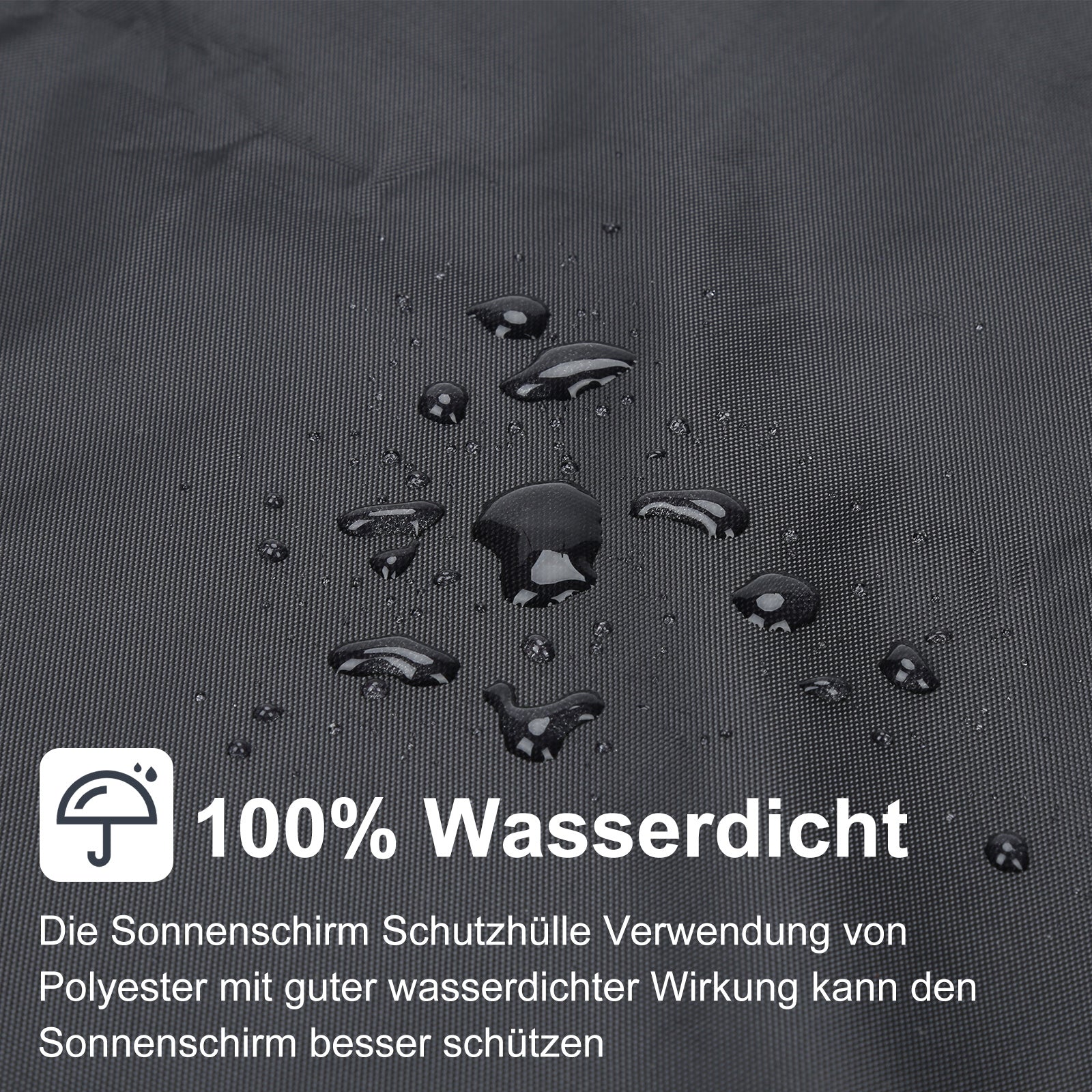 Sonnenschirmhülle für 3m 3.5m wetterfest UV-Schutz mit Stab und Reißverschluss
