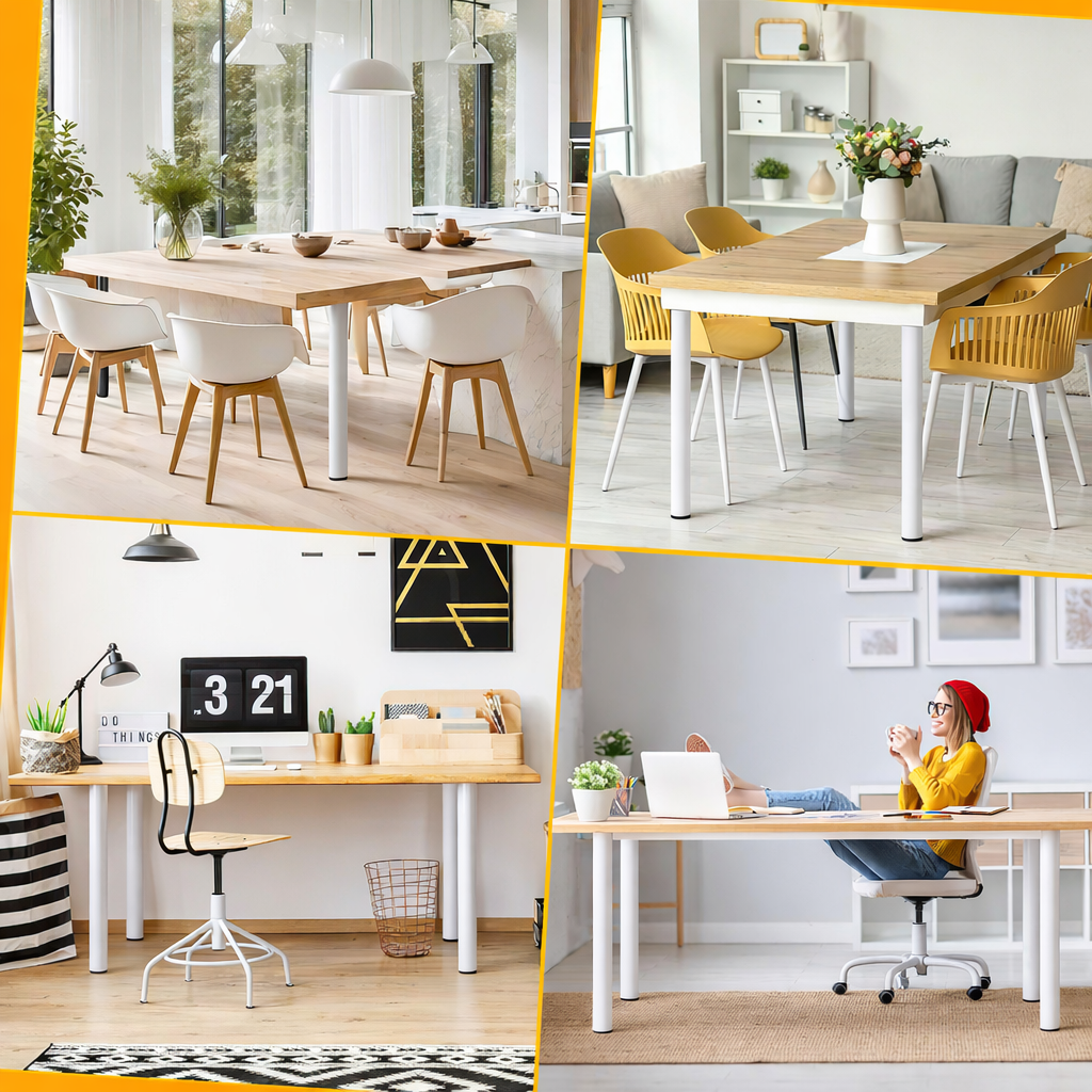 Möbelfüße 4 Stück, Tischbeine höhenverstellbar 70-110 cm, Möbelbeine aus Stahl bis 200 kg belastbar, mit 16 Schrauben, für Tisch, Schrank, Nachttisch, Schlafsofa, Schwarz/Weiß