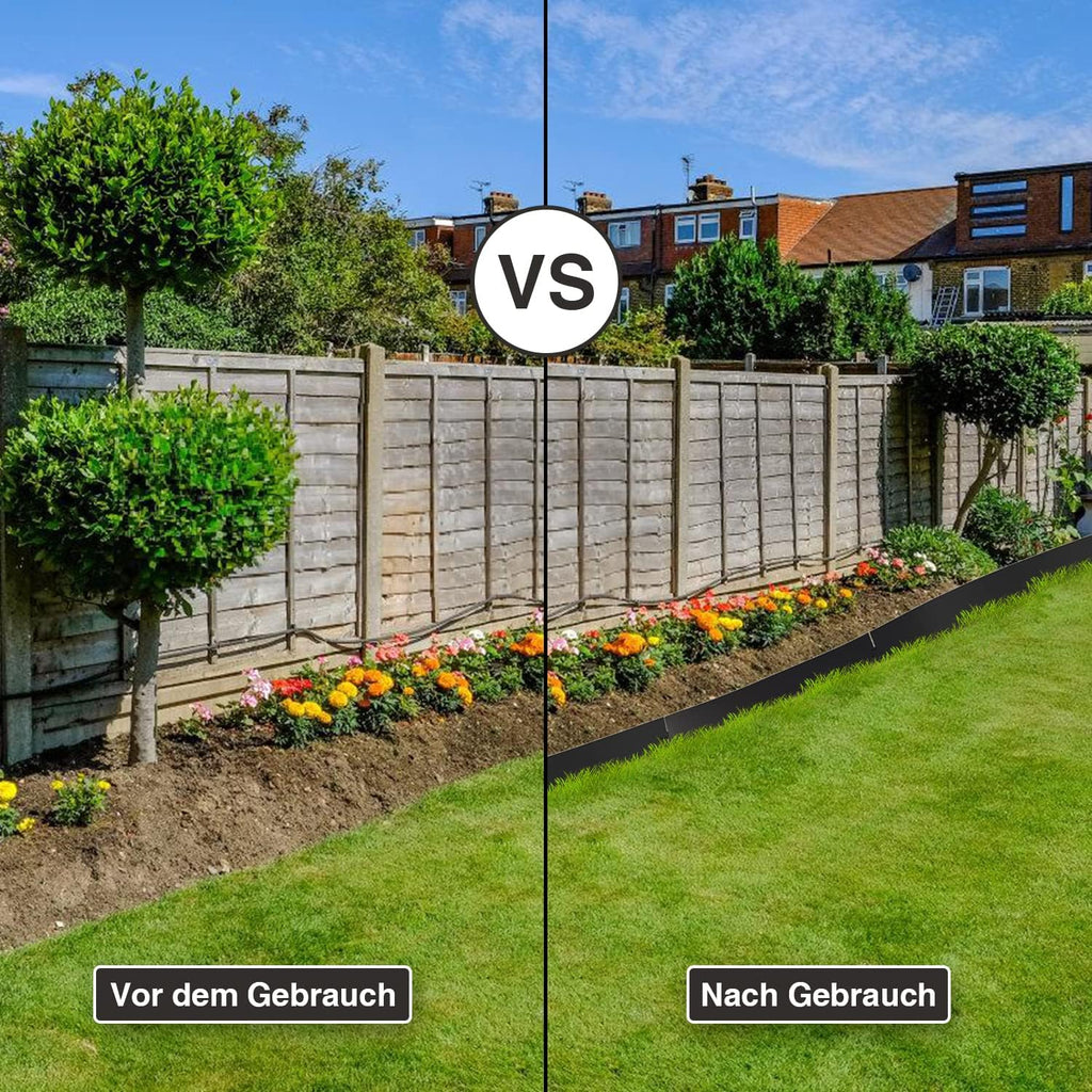 Rasenkante verzinkt Metall, 5m 10m 15m 20m 25m 30m 35m 40m 45m 50m 100x15cm Beeteinfassung Mähkante Palisade Gartenbeet, Silber oder Schwarz (Länge 5m - Höhe 15cm)