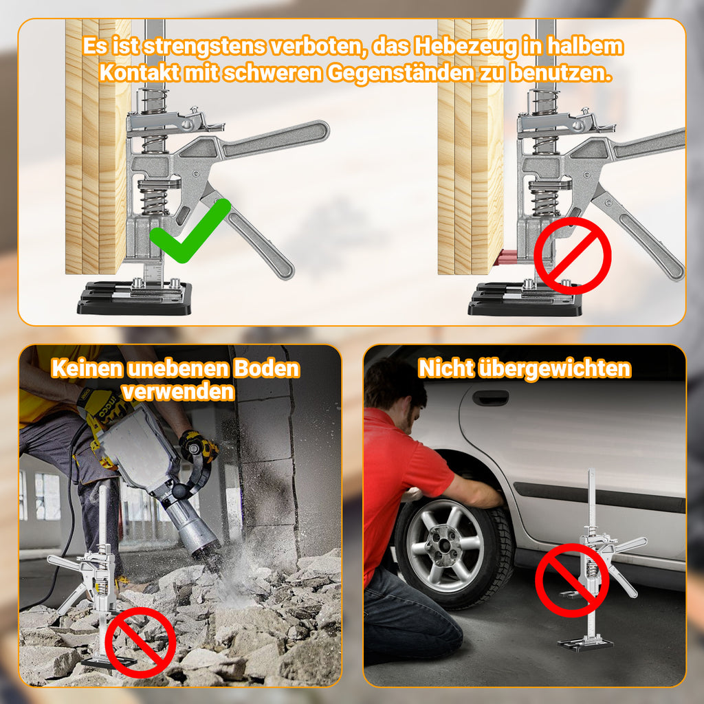 Arbeitssparender Möbelheber 2/4 Stück 38cm bis 200kg Handwerkzeugheber, Armwagenheber mit Skala & Doppelschnelligkeitsabsenkung, Hub 0-230mm, Klemmkopf & rutschfesten Gummipads