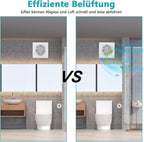 100/150 mm leiser Badventilator, Plug-and-Play, Kunststoffgehäuse, geeignet für Badezimmer, Küche, Keller und Toiletten, leitet Wasserdampf und Gerüche ab, glatte Frontblende, weiß