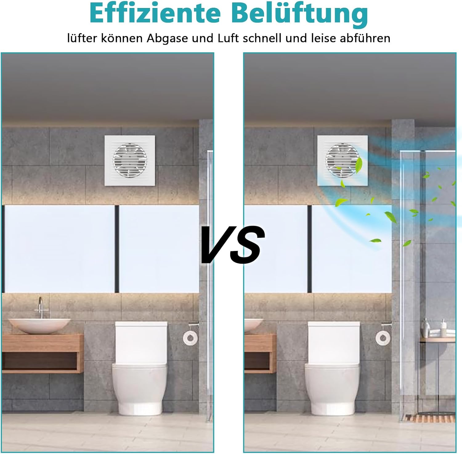 100/150 mm leiser Badventilator, Plug-and-Play, Kunststoffgehäuse, geeignet für Badezimmer, Küche, Keller und Toiletten, leitet Wasserdampf und Gerüche ab, glatte Frontblende, weiß