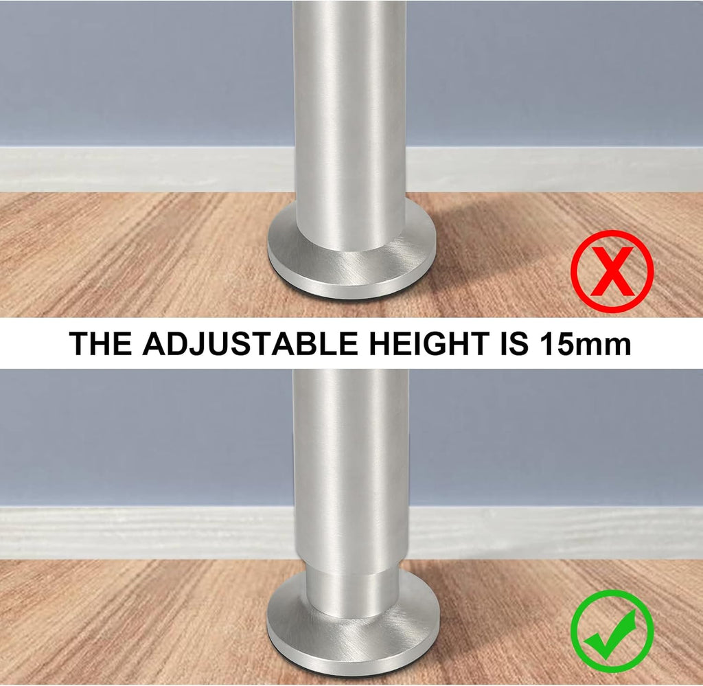 Alulegierung Möbelfüsse 4 Stück, belastbar bis 200-300kg,silbrig Aluminium-Möbelfüße, 6–20 cm, silberne Metalloptik, für Sofa, Schrank, Kommode und DIY.