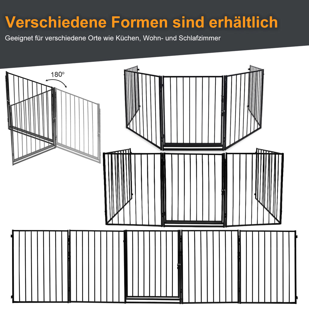 Kamin-Sicherheitstür 304 cm, Kindersicherheitstür, Kamin-Sicherheitstür, Metall-Kindersicherheitstür, Babysicherheitstür, Kindersicherheitstür (5er-Set, je 60 x 76 cm), schwarz