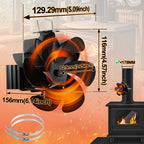 Ofenrohr Ventilator 6-Blatt Magnetisch Wärmebetrieben Leise inkl. 2 Klemmen
