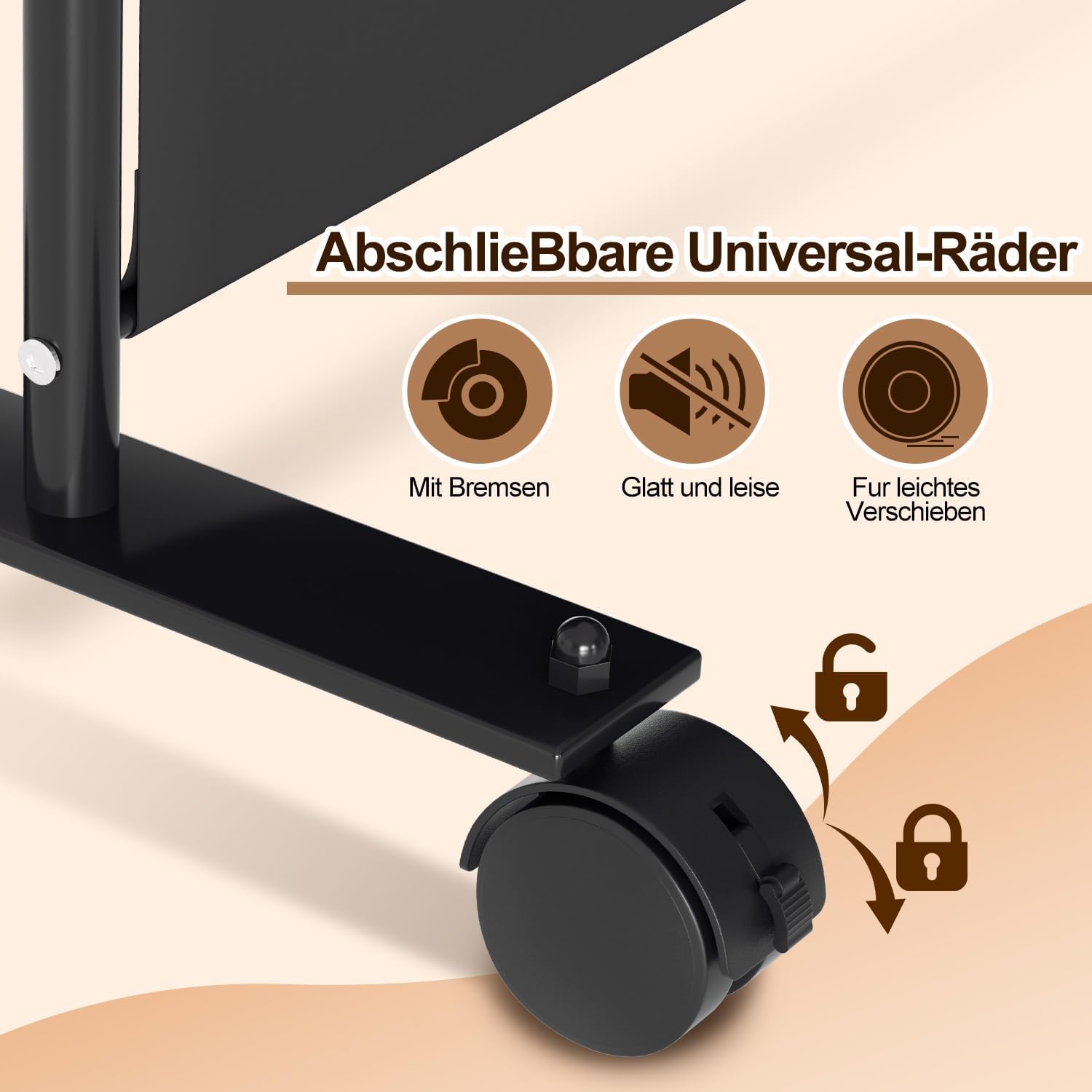 Freistehender Raumteiler auf Rollen, 360° klappbarer Sichtschutz – Sichtschutz für Umkleideräume, geeignet für Büros, Terrassen und Balkone – Anthrazit/Cremefarben