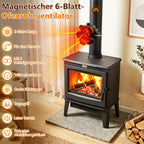 Ofenrohr Ventilator 6-Blatt Magnetisch Wärmebetrieben Leise inkl. 2 Klemmen