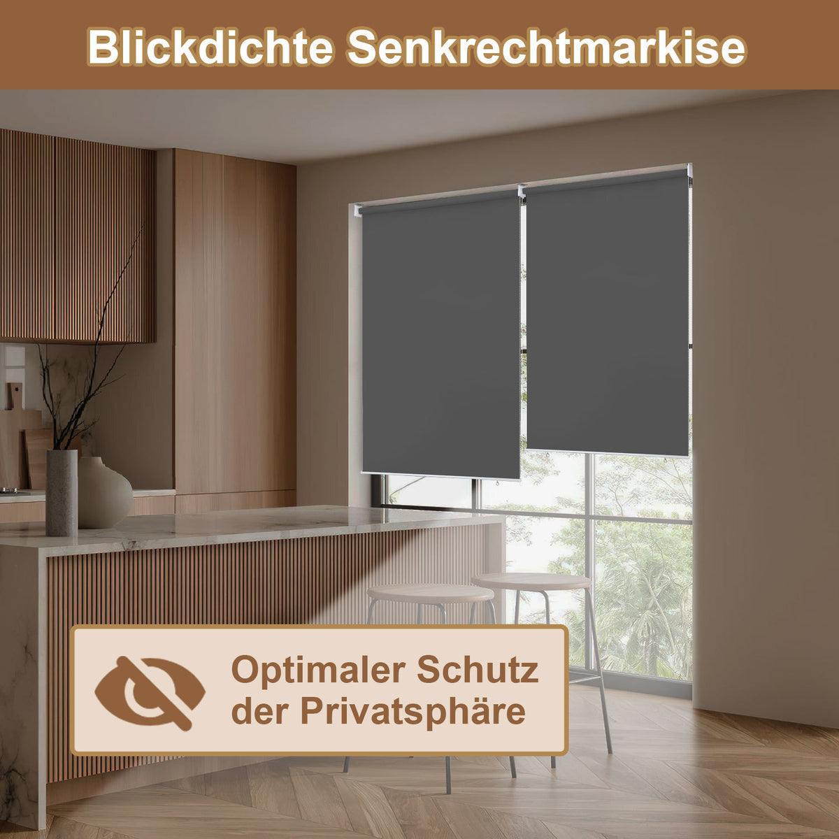 Vertikalmarkisen, Aussenrollos, Balkonrollos, Sichtschutz, Wind- und Regenschutz, Sonnenschutz, UV-Schutz; geeignet für Balkone, Terrassen und Gärten