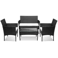Polyrattan Gartenmöbel Set,4 Personen mit 2er Sofa 2 Stühle Tisch & Sitzkissen wetterfest Sitzgruppe,Schwarz Terrassenmöbel Balkonmöbel Set für Garten Terrasse und Balkon