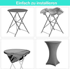 1/2/4 Stück Stehtischhussen, Universal Tischhusse Elastik, Stehtischüberzug für Bistrotisch schnelltrocknend |Grau|