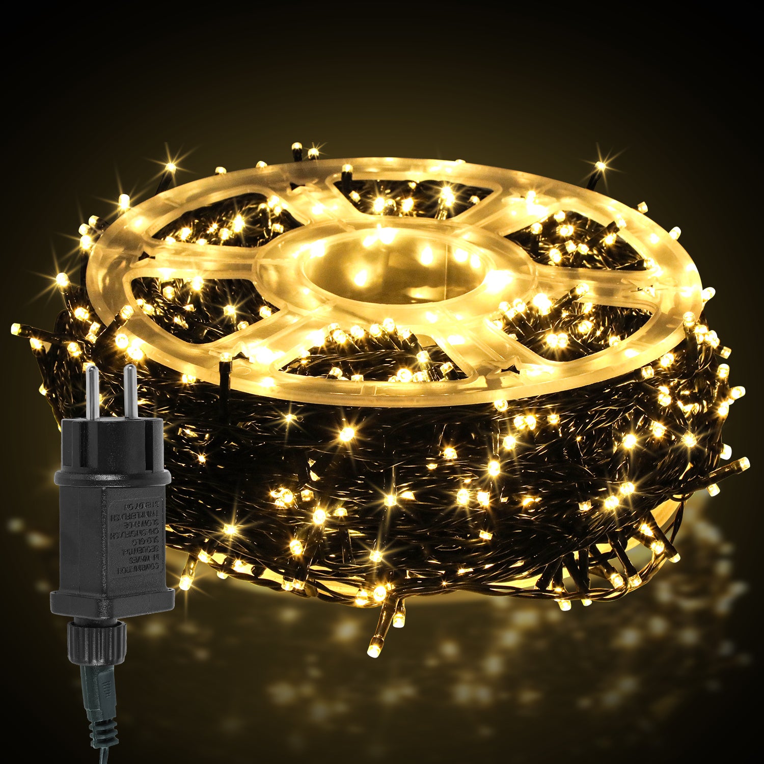 Außenbeleuchtung für 50–200 Meter, 500–2000 LED-Lichter, 8 Leuchtmodi, mit Stecker, Schutzart IP44, für den Innen- und Außenbereich geeignet, ideal für Weihnachten, Ostern, Halloween und Hochzeitsfeiern
