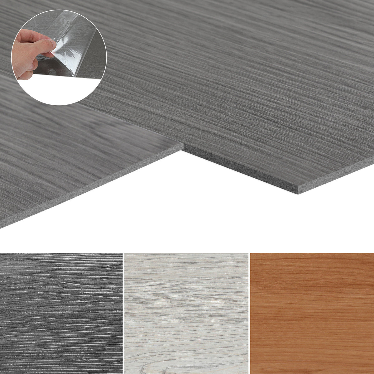 PVC-Bodenbelag, selbstklebende Vinylfliesen, Vinylboden, 91,44 cm × 15,24 cm – Stärke 2 mm, rutschfeste Vinyl-Verbundbodenstreifen, geeignet für Schlafzimmer und Wohnzimmer, 18 Stück = 2,5 m², in drei Farben erhältlich